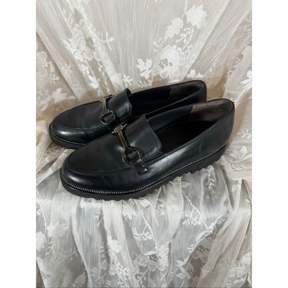 Paul Green Black Leather Horsebit Lug Sole LoaferUK 4.5 / US 7 / EU 37.5Ma